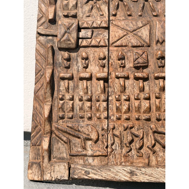 Mid 20th Century Vintage African Dogon Hand Carved Wooden Granary Door Mali Art With Lock For Sale - Image 5 of 8