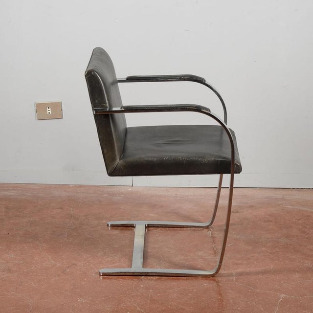 Vintage Chair in Polished Stainless Steel with Leather by Mies Van Der Rohe, 1960s For Sale - Image 4 of 18