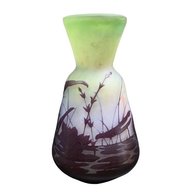 Art Deco Glass Paste Vase with Grasshopper Decor For Sale - Image 3 of 9
