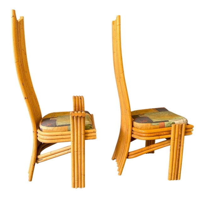 Arthur Edwards for McGuire Sculptural Set of 6 High Backed Rattan Chairs For Sale - Image 9 of 11