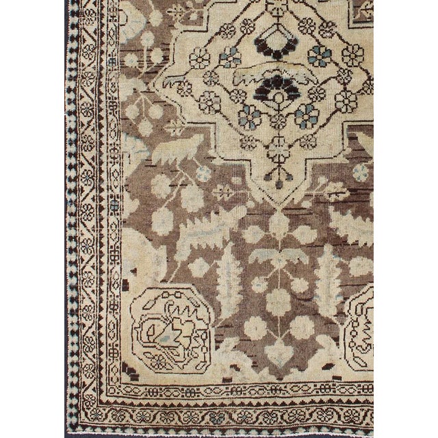 Measures: 4'3 x 6'9. Vintage Persian Lilihan Rug with Central Medallion Warm Neutrals 4'3 x 6'9 Keivan Woven Arts / rug...