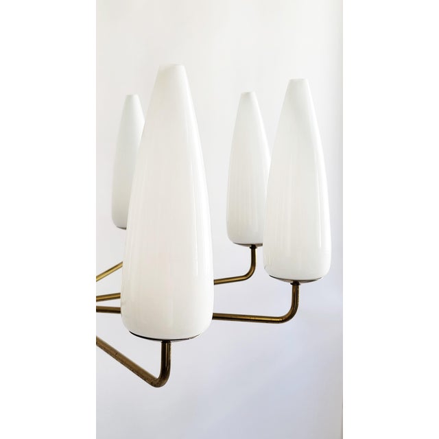 Cream Mid-Century Modern Austrian Brass Chandelier by Rupert Nikoll, 1950s For Sale - Image 8 of 13