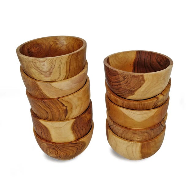 2020s Simple Teak Wood Bowl For Sale - Image 5 of 6