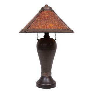 20th Century Arts & Crafts Copper & Mica Table Lamp in the style of Dirk van Erp For Sale