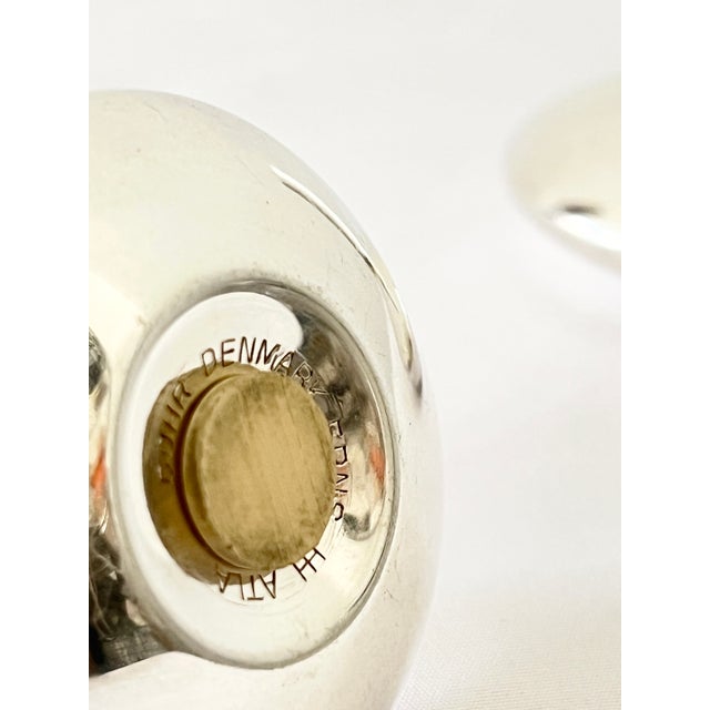 Vintage Art Deco Silver-Plated Salt Pepper Set by Hjordis Haugaard, 1930s, Set of 2 For Sale - Image 4 of 10