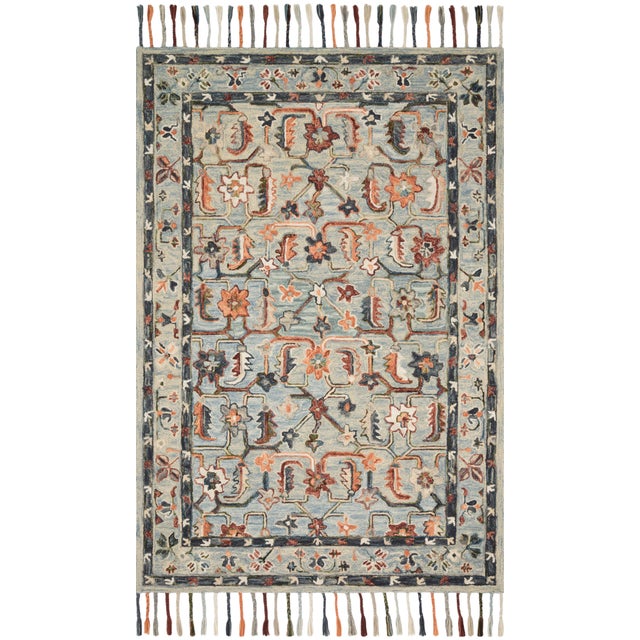 2010s Loloi Rugs Elka Rug, Sky / Multi - 1'6"x1'6" For Sale - Image 5 of 5