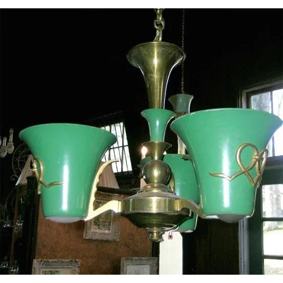 Atelier Petitot French Atelier Petitot 1940s Three-Light Chandelier For Sale - Image 4 of 6