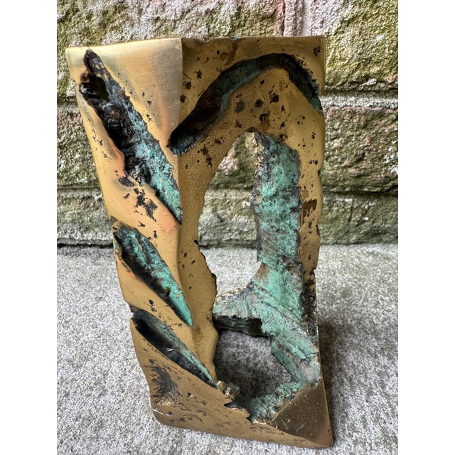 1960s Brutalist Solid Bronze Double Candle Holder For Sale - Image 16 of 16