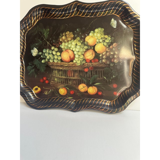 1990s Ian Logan London English Tole Serving Tray 22" X 17" Painting by Mimi Roberts For Sale - Image 11 of 18
