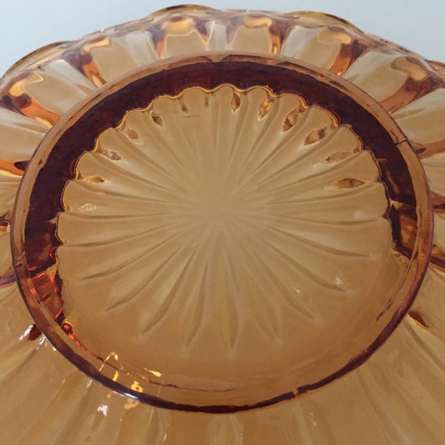 Glass Vintage Amber Lace Edge Glass Bowl For Sale - Image 7 of 12