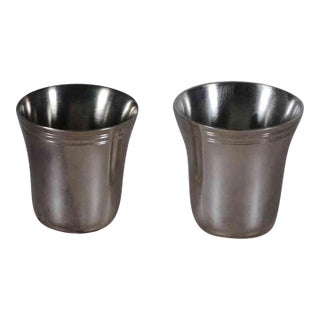 1970’s Vintage/New Old Stock Silverplate Whisky Tots/Liquor/Vodka Cups- Set of 6 For Sale