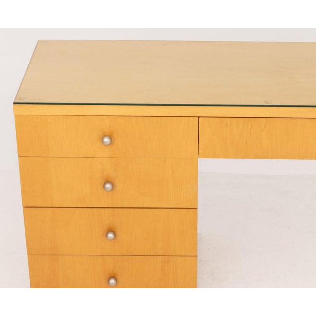Art Deco Art Deco Style Blonde Wood Writing Desk For Sale - Image 3 of 10