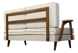 Peter Hvidt & Orla Mølgaard-Nielsen Style, Settee, Cream Boucle, Denmark, 1960s