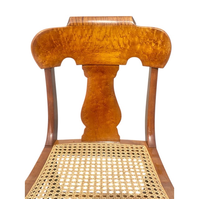 Wood Pair of Antique Tiger Maple & Birds Eye Maple Sheraton Style Chairs For Sale - Image 7 of 11