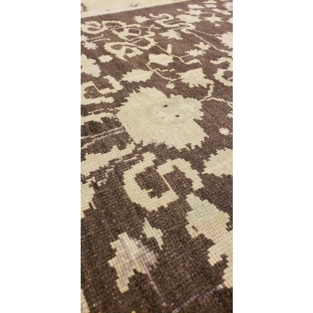 Textile Vintage Oushak Handmade Turkish Oriental Beige, Taupe & Charcoal Rug For Sale - Image 7 of 10