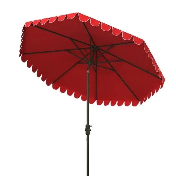 Contemporary Outdoor Venice 11ft Round Crank Umbrella - Red For Sale - Image 3 of 5