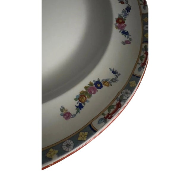 J & G Meakin Hanley England Richmond white round serving platter with floral patter. No mark on back.