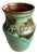 Vintage Studio Art Drip Glaze Green Pottery Vase. For Sale