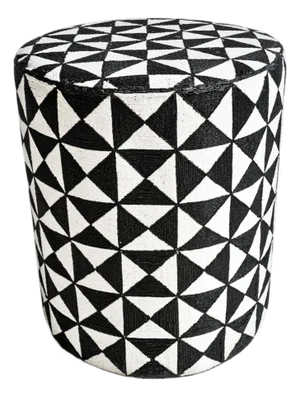 Vintage Yoruba Beaded Black & White Stool Large