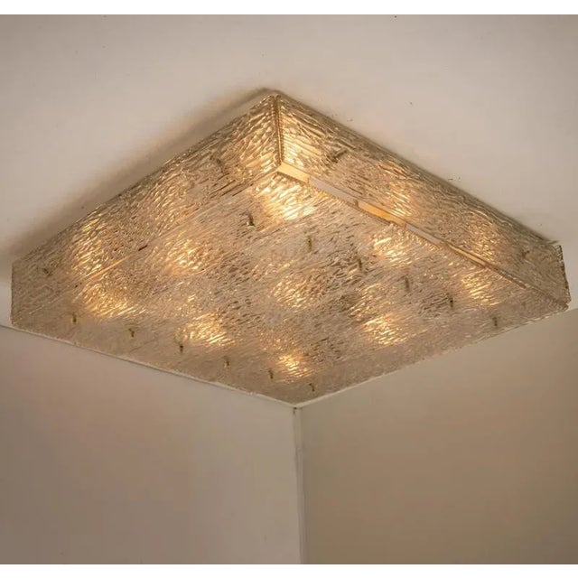 Large Textured Glass Square Flush Mount from Kalmar, Austria, 1960s For Sale - Image 14 of 18