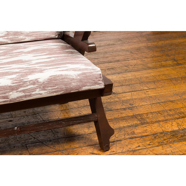 Antique Natural Edge Settee with Custom Upholstery and Rustic Character For Sale - Image 10 of 13