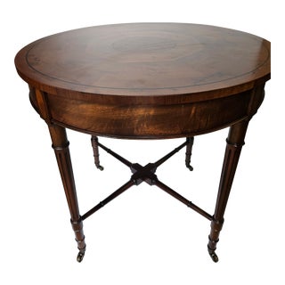 Traditional Inlaid Walnut One Drawer Side Table For Sale