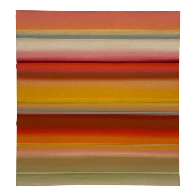 Contemporary Signed Striped Abstract Painting on Canvas For Sale