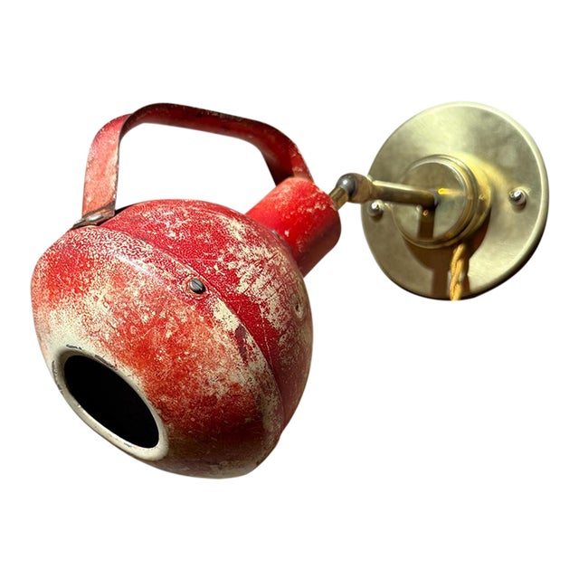 Vintage Industrial Red Wall Lamp Sconce Usa For Sale