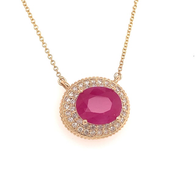 Ruby Diamond Necklace 14k Gold 18" 5.06 TCW Certified For Sale - Image 9 of 11