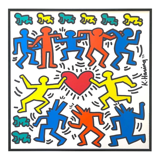 Keith Haring Estate Vintage 1991 Lithograph Print Framed