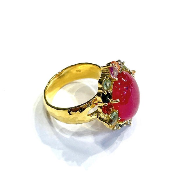 Traditional Bochic "Orient" Vintage Multi Sapphire & Ruby Ring Set In 18K Gold & Silver For Sale - Image 3 of 18