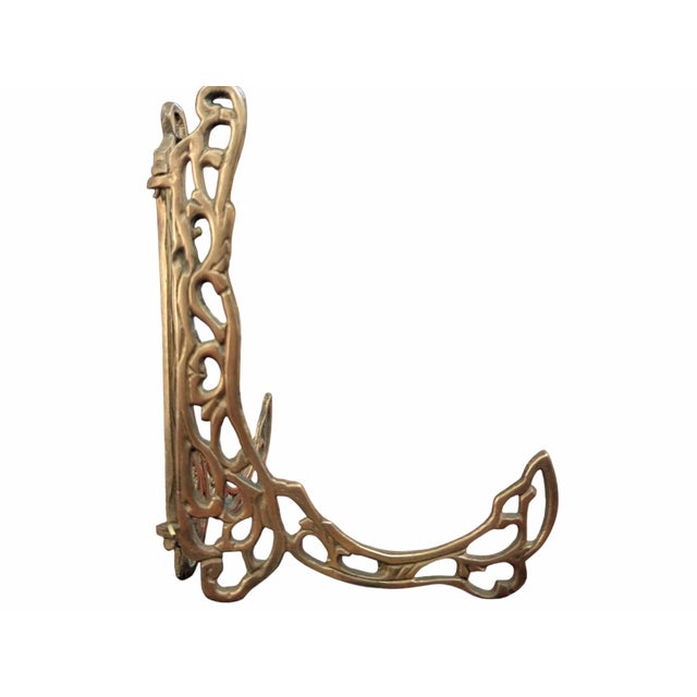 Ornate Reticulated Solid Brass Easel Use to Display a Decorative Plate, Painting, or Framed Photograph