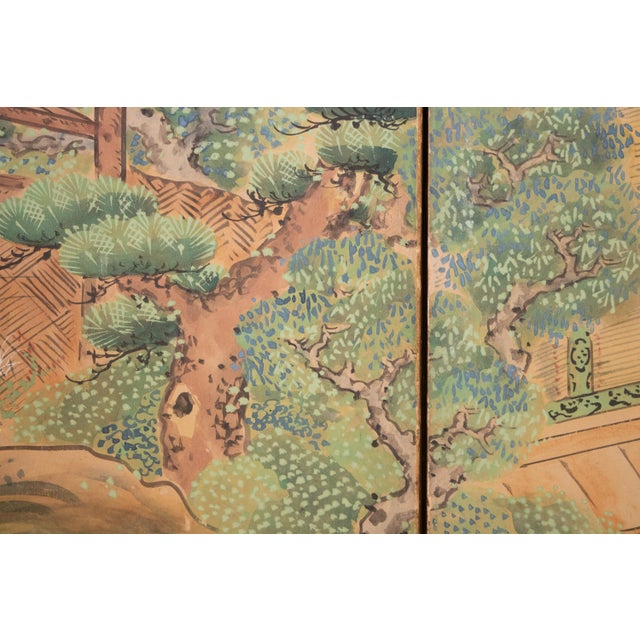 Wood C. 1800s Edo to Meiji Era "The Tale of Genji", Japanese Yamato-E Style Byobu Screen For Sale - Image 7 of 18