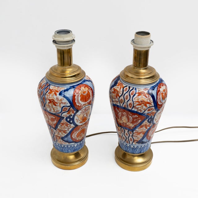 Meiji Imari Porcelain Vases with Gilt Bronze Mounts, Japan, 1800, Set of 2 For Sale - Image 6 of 8