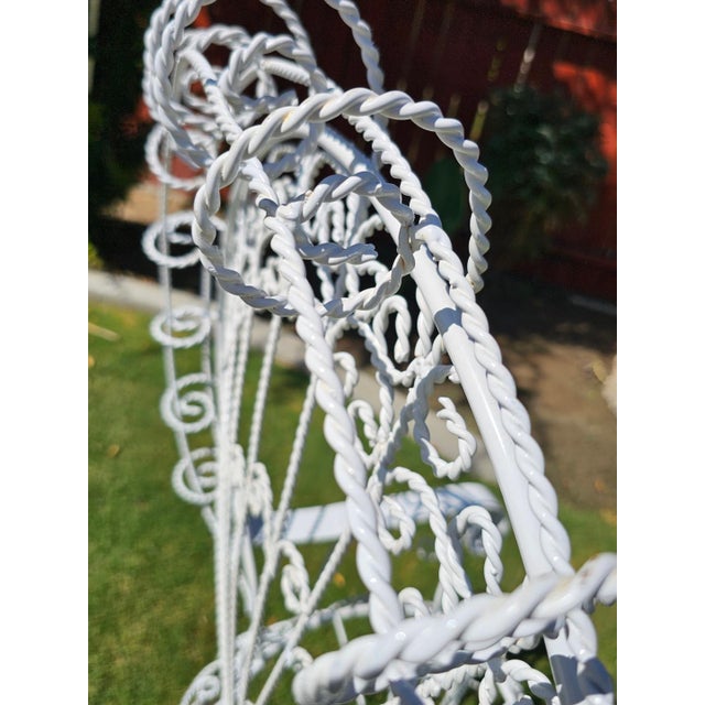 Mid-Century Modern Vintage White Wrought Iron Peacock Armchair For Sale - Image 3 of 18