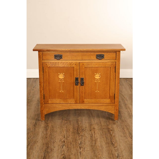 Stickley Mission Collection Harvey Ellis Inlay Oak Small Cabinet For Sale - Image 18 of 18