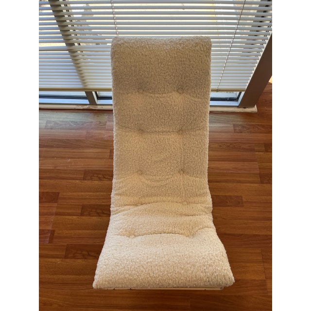 Iron Framed Cream Upholstered Rocking Chair | Chairish