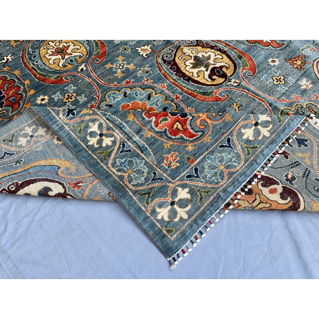 Hand-Knotted Afghan Suzani Chobi Wool Area Rug - 8'3" X 9'11" For Sale - Image 12 of 14