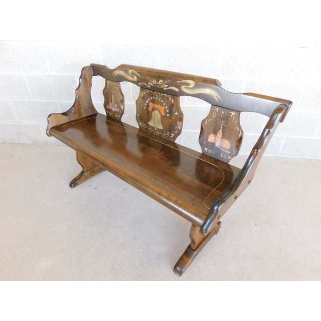 Wood Bicentennial Anniversary Bench by Standard Chair of Gardner Inc. For Sale - Image 7 of 12