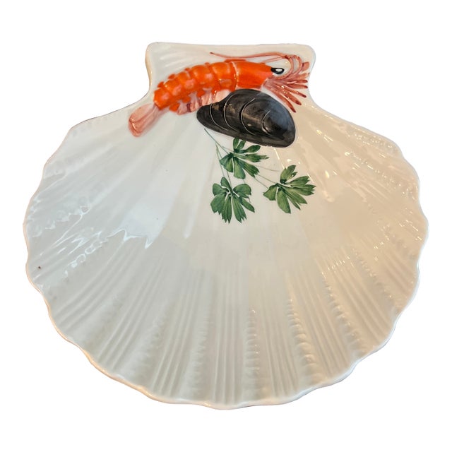 Vintage Italian Ceramic Shell Bowl For Sale
