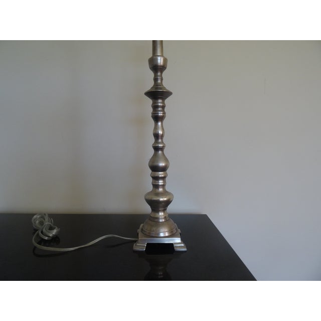 Boho Chic Vintage Pewter Lamp For Sale - Image 3 of 5