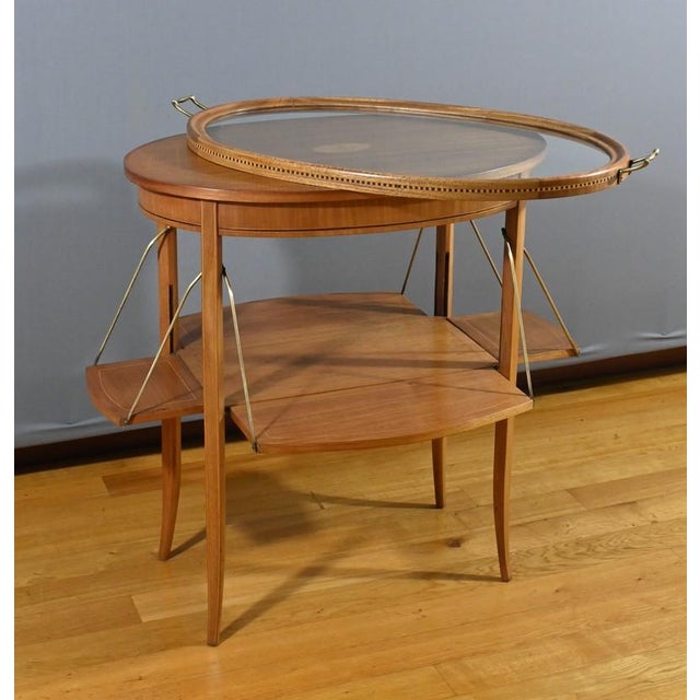 1920s Vintage Art Deco Tea Table in Blond Mahogany, 1920 For Sale - Image 5 of 18