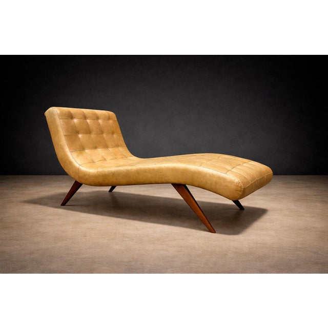 Chaise Lounge in Hardwood and Faux Leather, Unknown, 1950s For Sale - Image 4 of 11