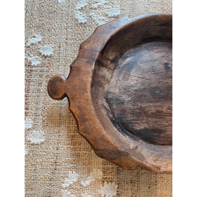 Traditional Antique Wooden Parat Dough Kneading Bowl For Sale - Image 3 of 12