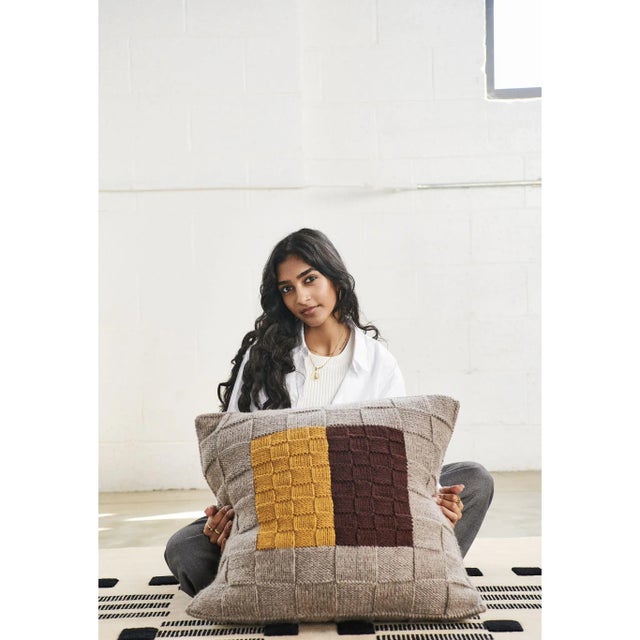 Contemporary Andes Topaz Hand Knitted Andes Wool Pillow Cover Only For Sale - Image 3 of 9