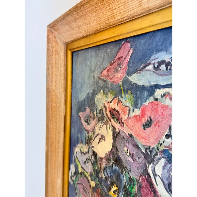 French Modernist Oil on Canvas Still Life of Anemones, Nice, France For Sale - Image 14 of 15