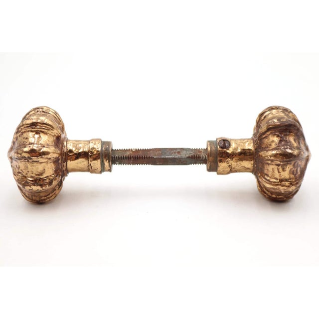 Mid 20th Century Cast Brass Gilded Fluted Passage Door Knob Set For Sale - Image 5 of 9