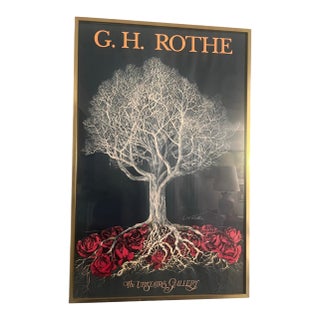 Vintage Mid Century Modern Framed Poster G H Rothe, "Roots in Love", International Art Fair 1978 Mezzotint Gatja Helgart Rothe For Sale