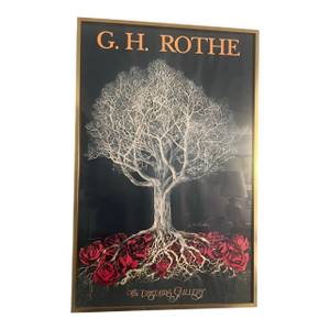 Vintage Mid Century Modern Framed Poster G H Rothe, "Roots in Love", International Art Fair 1978 Mezzotint Gatja Helgart Rothe