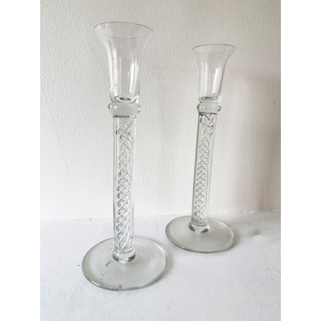 Kosta Boda 1960s Mid-Century Modern Air Twist Glass Candlesticks, a Pair For Sale - Image 4 of 11